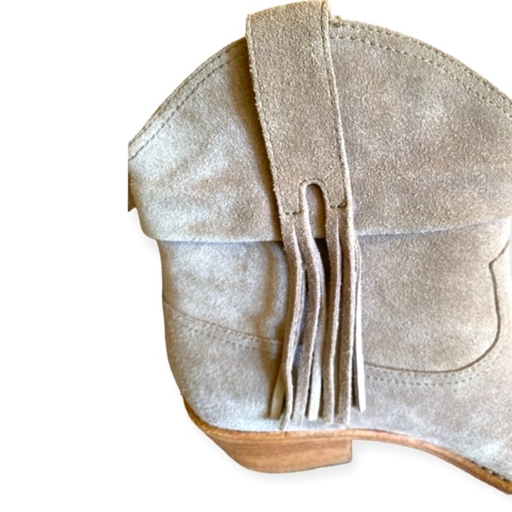 JOIE KEATON Suede Fringe Chelsea Western Boot 2”Heel Pull On Point Toe Size 38.5 - Picture 15 of 15